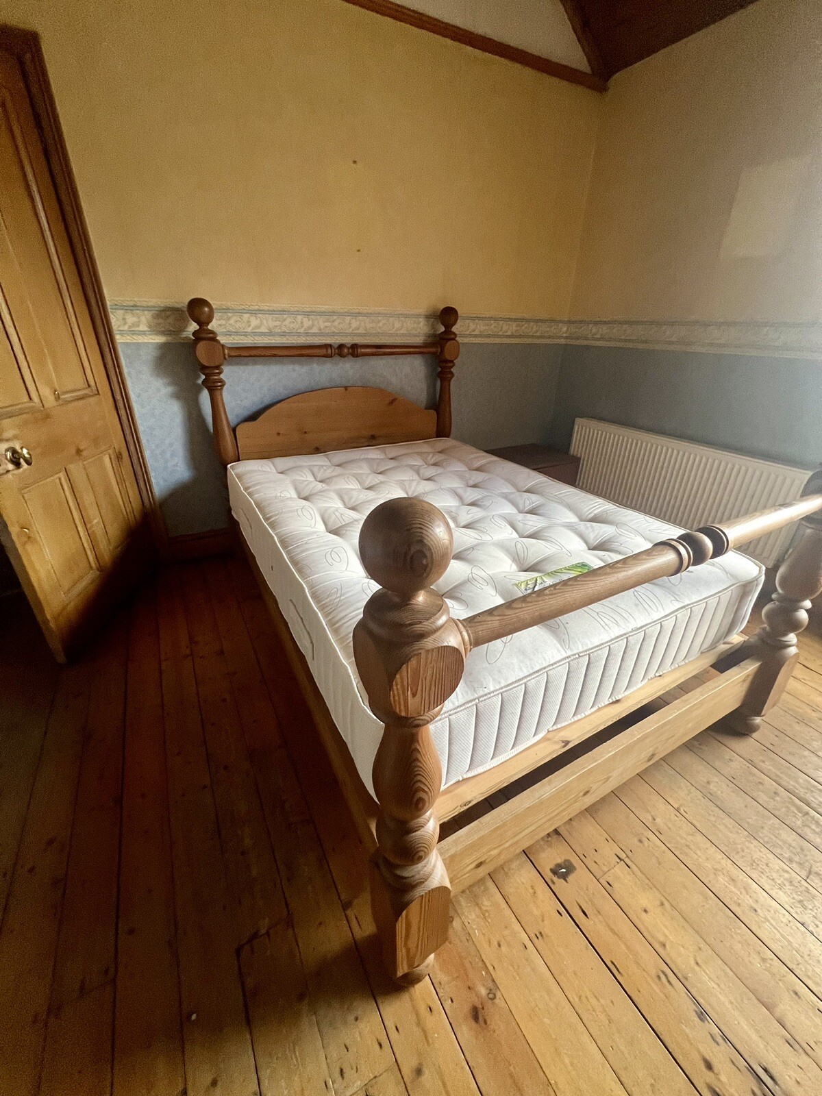 Antique Solid Pine Double Bed Frame eBay