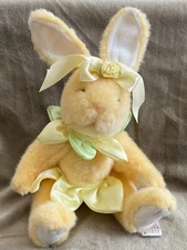 Hugfun Jointed 11" Yellow Bunny Rabbit Plush Animal Satin Petal Skirt & Collar