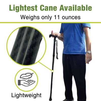 Carbon Fibre 4-Part Folding Adjustable Walking Stick Cane Mens Ladies UK  UK