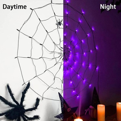 Halloween Spinnennetz Lichter Dekoration 60LED Light Up Black Spider Web Wate
