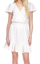 MICHAEL KORS Women's White Pullover Lined Flutter Sleeve Short Dress Petites PS
