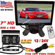 12V-24V HD 7" Display Monitor Truck RV Trailer Reversing Rear View Camera Kit