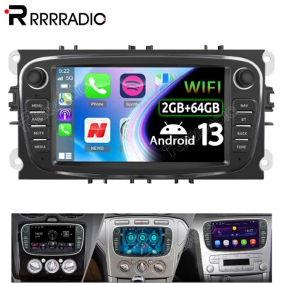 64GB Autoradio Android 13 Carplay GPS Navi RDS Für Ford Focus MK2 Mondeo C S Max - Bild 1 von 4