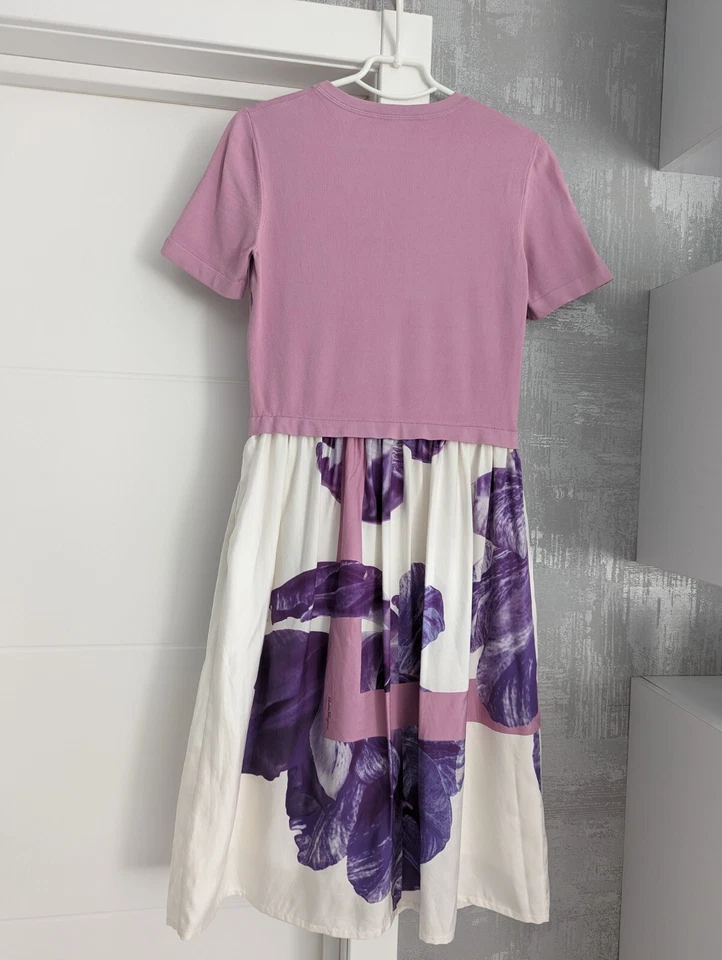 Vestido Salvatore Ferragamo Floral Estampado Fotográfico Seda Multicolor Púrpura 44 M Foto 3 de 4