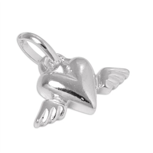 Sterling Silver Winged Heart Charm Hearts Angel Love Valentines Cupid Charms - 第 1/4 張圖片