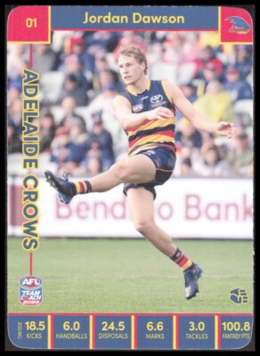 AFL 2023 Team Coach Adelaide Crows Jordan Dawson 01 12 Football Card CB-1-1-C-16