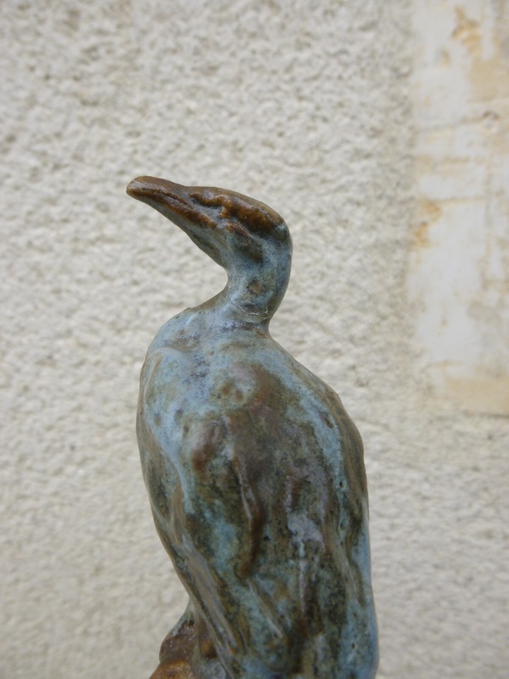 RARE CORMORAN EN GRES FLAMME JEAN LANGLADE CHARENTON / SAINT AMAND EN