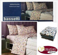 COMPLETO LETTO-BASSETTI-Lenzuola SOTTO angoli-SOPRA-FEDERE-FLANELLA 100%COTONE-