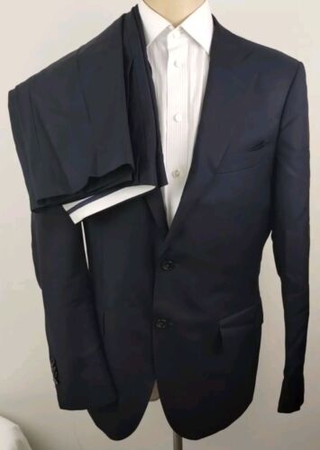 Suitsupply Lazio Single Breasted Men Black 2 Piece Suit Surgeon Cuff 40L W34 X30