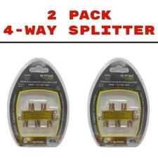 2PK 4-Way Coax Video Splitter Digital HD Cable TV F Type RG6 RG59 5-900 MHz