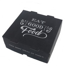 Pommebox , Nuggetsbox. SnackBox mit Klappdeckel schwarz 12,8x12,8x5 cm)