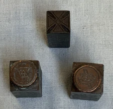 3 Vintage Letter Press Blocks