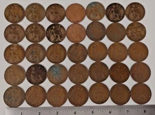 Great Britain One Penny Lot of 35 Assorted Dates 1913-1936 King George V #21156
