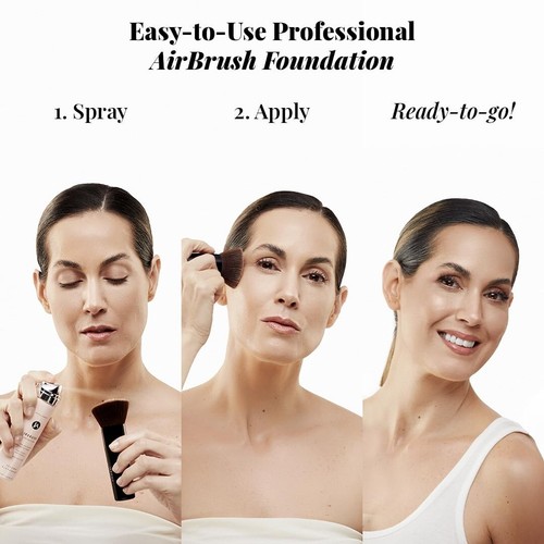 All-Day Flawless Coverage: Airbrush Foundation with Kabuki Brush - Light Medium - Picture 5 of 11