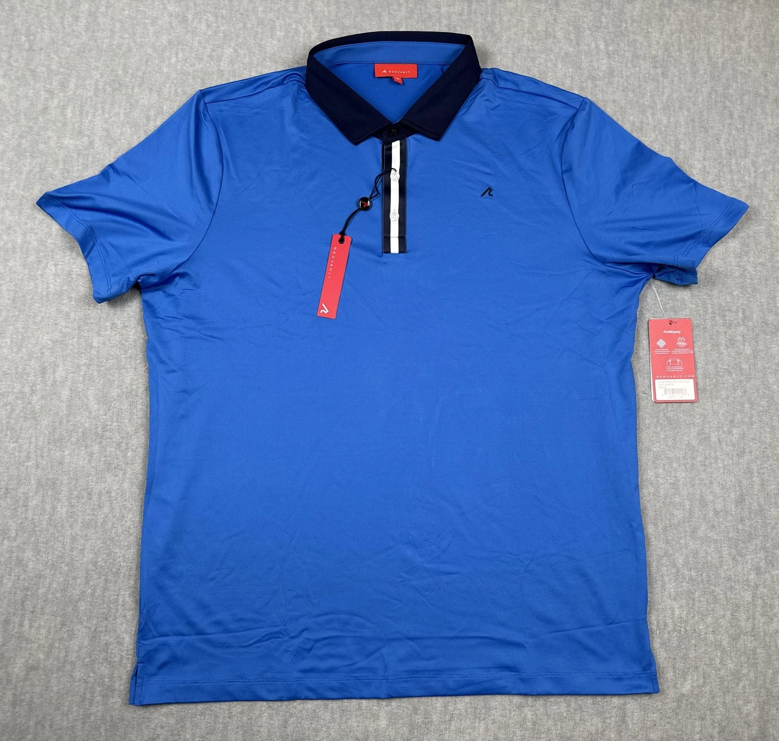 Redvanly Monroe Polo Shirt Mens XL Blue Marine PUREpoly Performance Golf NWT