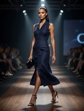 Navy Blue Linen Bl Sleeveless Midi Dress 11 Whimsigoth Quiet Luxury Minimalist