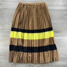 Maeve Anthropologie Skirt Womens Small Pleated Midi Elastic Waist Lined Striped