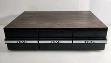 Vintage TEAC Cassette Tape Storage Case Holder 3 Drawer 36 Tapes Faux Wood Grain