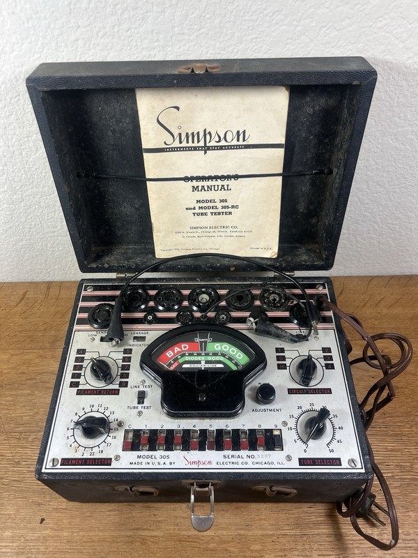 Simpson Model 305-RC Tube Tester with Operator's Manual
