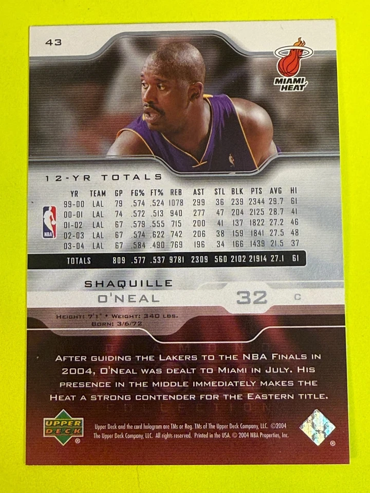 69883 2004-05 Upper Deck Pro Sigs Gold #43 Shaquille O'Neal BK$15 - Image 2 of 3