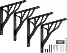Set of 4 Heavy Duty Iron Metal Shelf Brackets 6 Inch, Decorative L Brackets