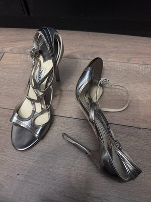 Jimmy Choo Damen Sandalen 37,5 silber mit Absatz
