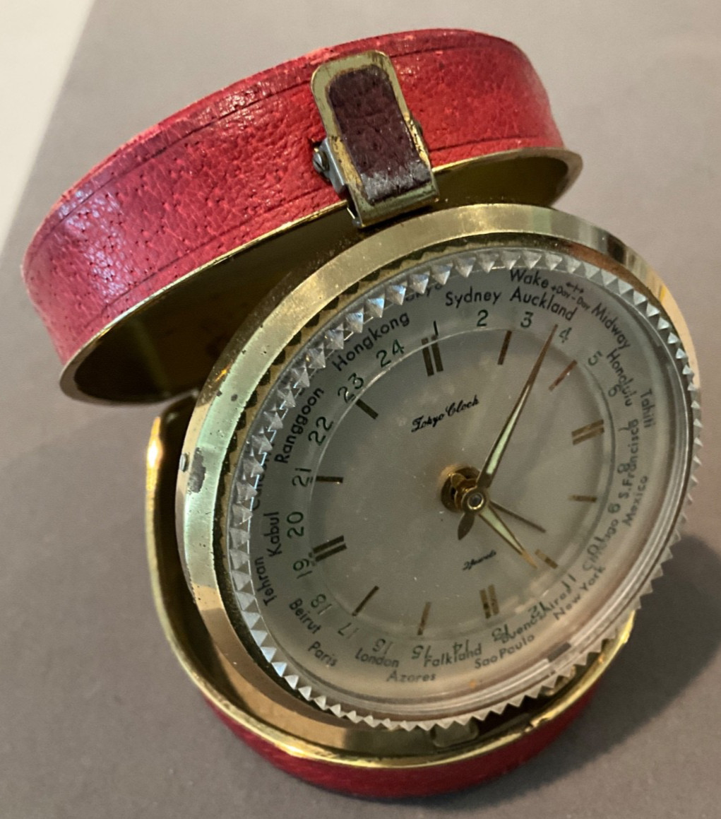 VTG.TOKYO CLOCK TRAVEL ALARM/Lumin Hands, Red leather Folding Case , 2j, INTNTNL