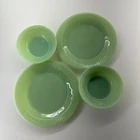 Fire King Jane Ray Jadite 2 Salad Plates & 2 Cereal Bowls