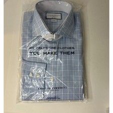 Charles Tyrwhitt Blue Windowpane Check Non Iron Twill Extra Slim Fit 15 1/2 39