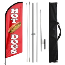 Hot Dog Swooper Flag and Pole Kit - Food Restaurant Advertising Feather Banne...