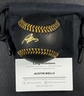AUSTIN WELLS GOLD INK SIGNED BLACK BASEBALL W/ FANATICS CERT AUTO YANKEES