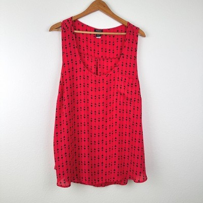Torrid Tank Top Women 3 Red Excellent Arrow Print Chiffon Sleeveless Casual Chic