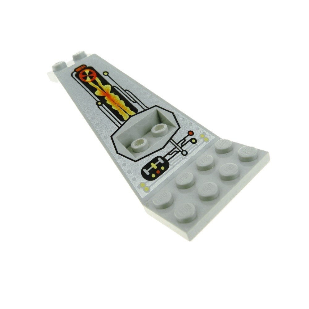 1X Lego Wing Plate 8X4 And 2X3 1/3 Light Gray UFO Logo Panels 30118PB01