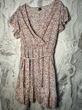 SHEIN Floral Print Flutter Sleeve Wrap Dress with Ruffle Hem