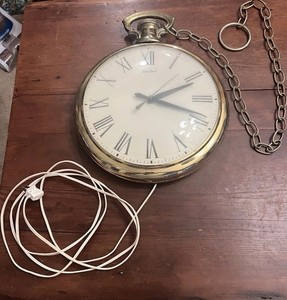 Vintage MCM United Clock Corp. Large 13" Pocket Watch Design Wall Clock Model 40