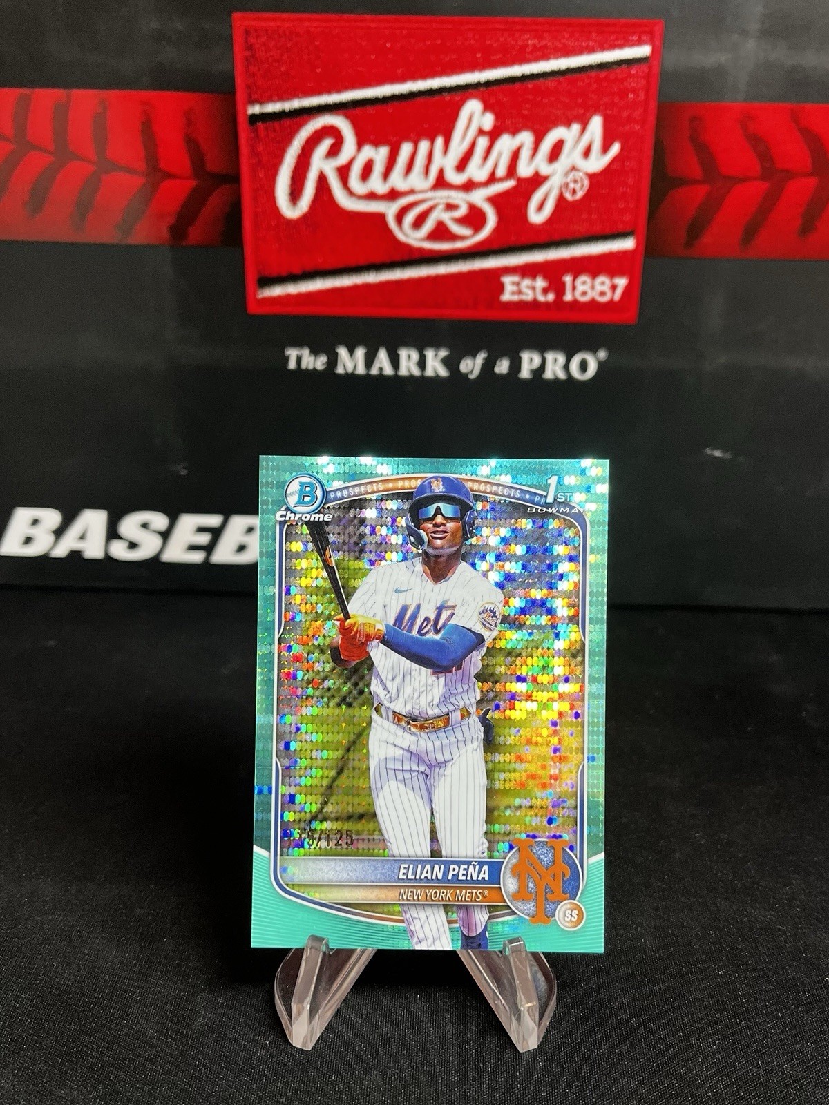 2025 Bowman Chrome Elian Pena Aqua Pulsar Refractor /125 #BCP-155 Mets 1st