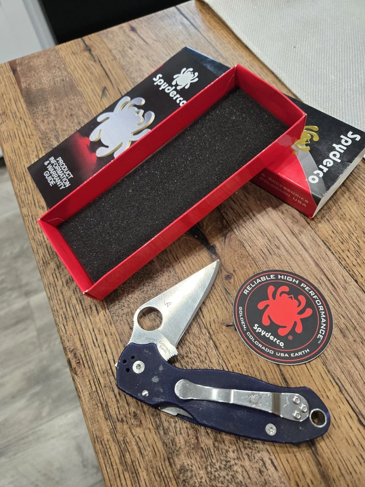 Spyderco Para 3 S110V Dark Blue C223GPDBL G10 Made In USA  - Image 2 of 4