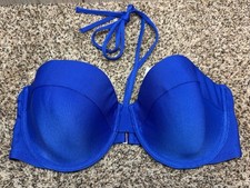 Shade  Shore Blue Bikini Top, Lightly Lined. Size: 36D. NEW 