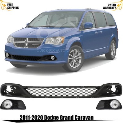 Front Lower Grille & Fog Light Pair For 2011-2020 Dodge Grand Caravan