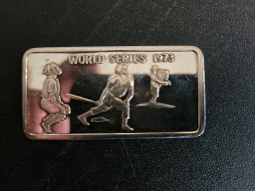 Vintage 1973 World Series MGC 1 oz .999 Fine Silver Art Bar - Only 2000 minted!