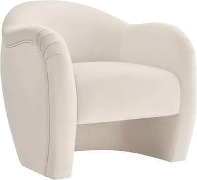 Cozy Alabaster Velvet Barrel Chair - Curved Backrest Accent Lounge Chair