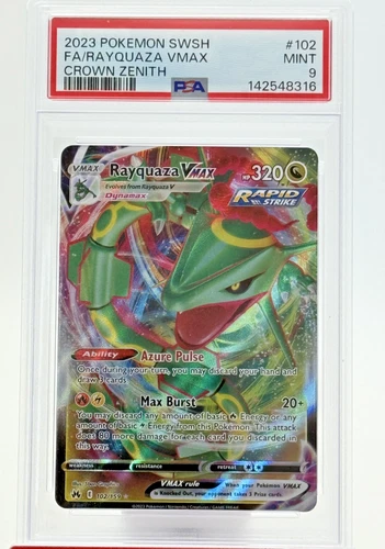 2023 Pokemon SWSH Full Art Rayquaza VMAX 102/159 Crown Zenith Holo PSA 9
