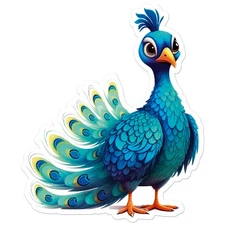 Cartoon Peacock - Vinyl Decal Sticker - Car Window Laptop - ebn11748