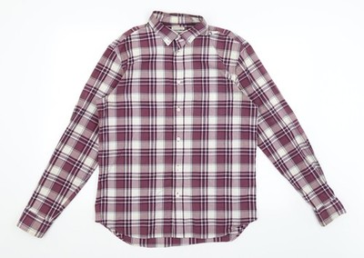 Rot geknöpftes Langarm-Freizeithemd Herren UK Größe S Old Navy