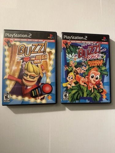 Buzz The Mega Quiz & Junior Jungle Party (2-pack) (Sony PlayStation 2, 2007) CIB