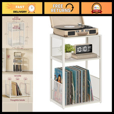 3-Tier Vinyl Record Player Stand, Storage for 100 Albums, Modern Media Console