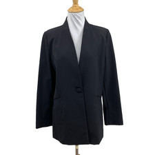 Cabi Blazer Womens 8 Black Dinner Long Sleeves One Button Gathered Back Jacket