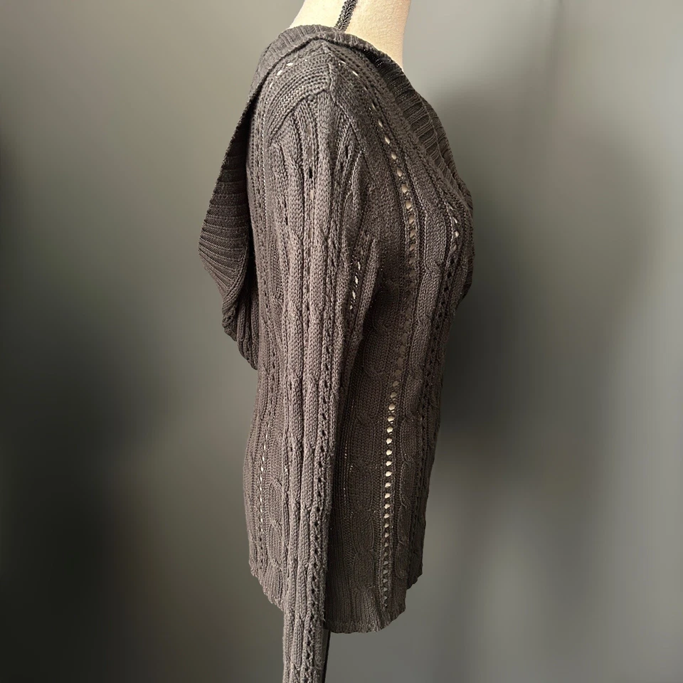 Moletom com capuz vintage Faded Glory preto ajustado malha aberta profundo V grunge anos 90 Y2k - Imagem 2 de 4