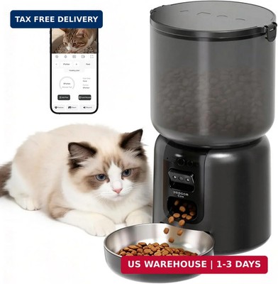 Automatic Cat Feeder with Camera - 5G WiFi Timed Cat Food Dispenser, 4L Clog-Fre