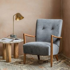 Graham and Green Fitzroy Grey Velvet Armchair